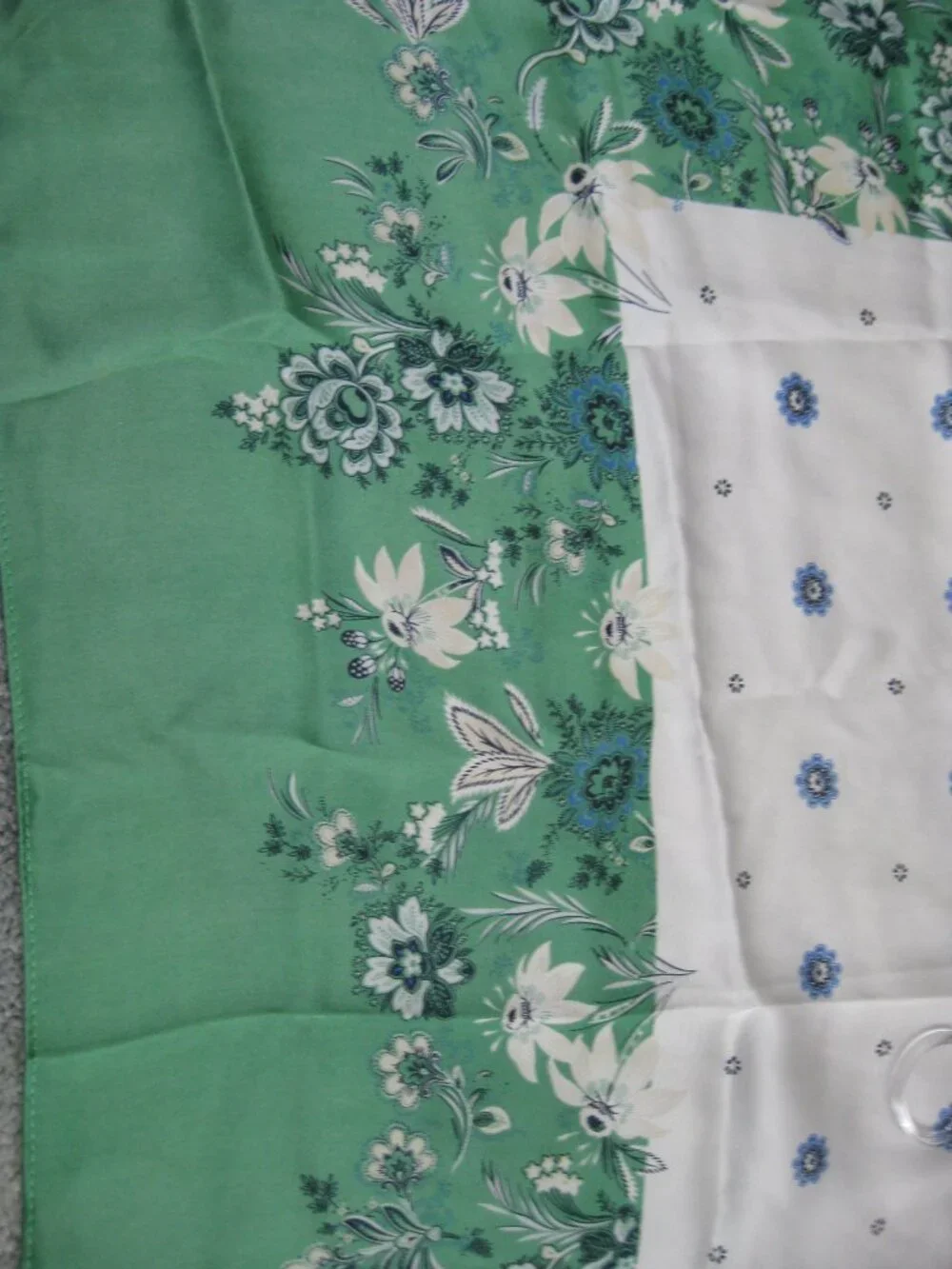 Ann Taylor Factory Border Floral Square Scarf 36x36 in Blue Green White NEW